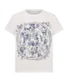 Dior Printed Graphic Round Neck Short Sleeve Top In White