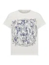 Dior Printed Graphic Round Neck Short Sleeve Top In Nude