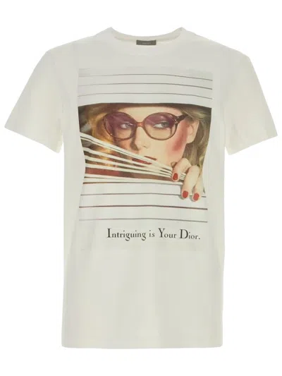 Dior T-shirt With Print In Neutral
