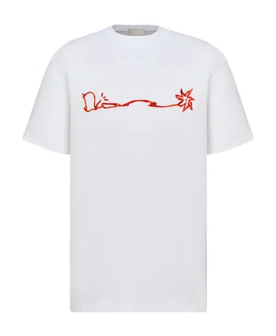 Dior T-shirt With Round Neck And Short Sleeves In White
