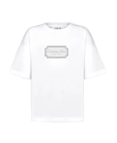 Dior T-shirt With Round Neck And Short Sleeves In White