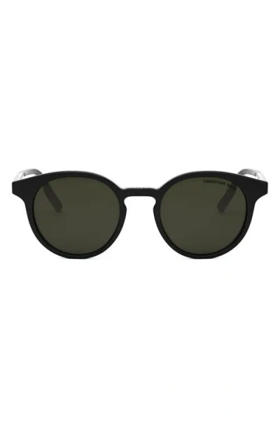 Dior Tag R1i 49mm Small Round Sunglasses In Shiny Black/green
