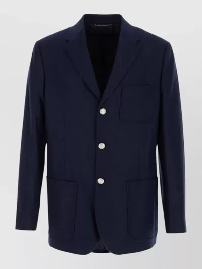 Dior Tailored Jacket Chest And Front Pockets Notch Lapel In Blue