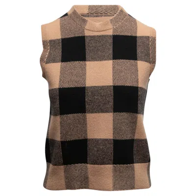 Pre-owned Dior Tan & Black Christian  Gingham Sleeveless Knit Top Size Us S