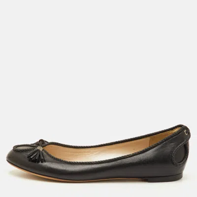 Pre-owned Dior Tassel Size 38.5 Black Leather Ballet Flats