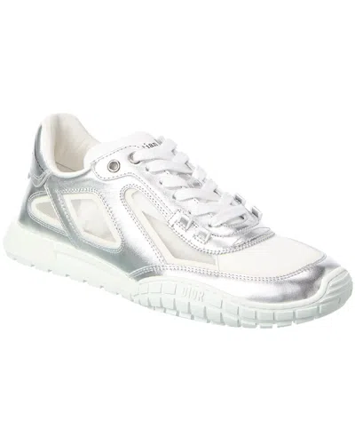 Dior Tech Leather Sneaker In Silver