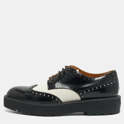 Pre-owned Dior Teddy-d Size 39 Black/white Leather Derby