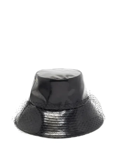 Pre-owned Dior Teddy-d Veil Bucket Hat In Black