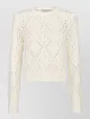 Dior White Perforated Cotton Knit Sweater In White