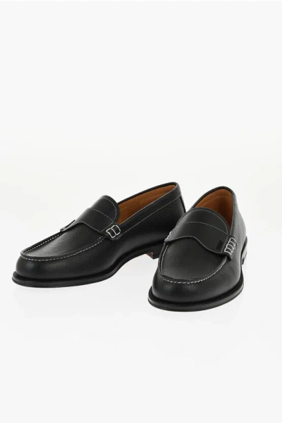 Dior Textured Leather Granville Loafers With Visible Stitchings In Black