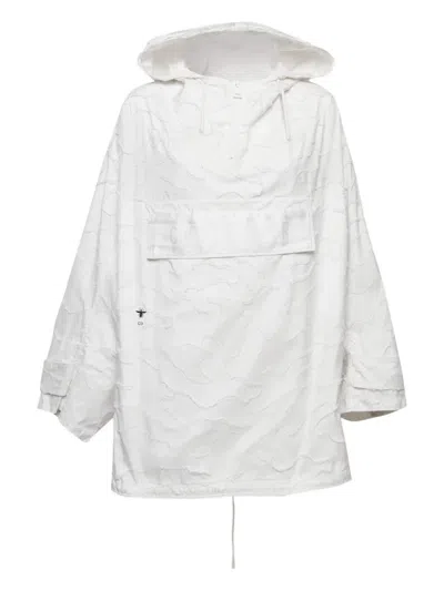 Pre-owned Dior Textured-print Half-zip Jacket In White