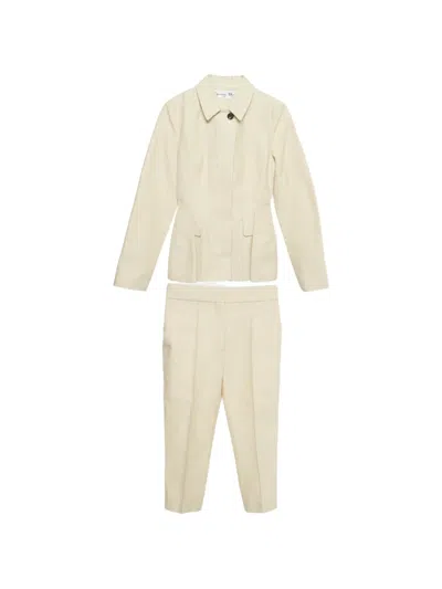 Pre-owned Dior Textured Silk Jacket And Trousers Set In Neutral