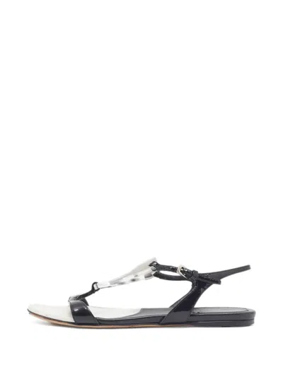 Pre-owned Dior Thong Flat Sandals In Black