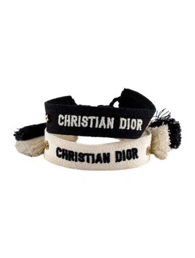 Pre-owned Dior Thread & Cotton Bangle Bracelet Set, 8.75" In Multicolor
