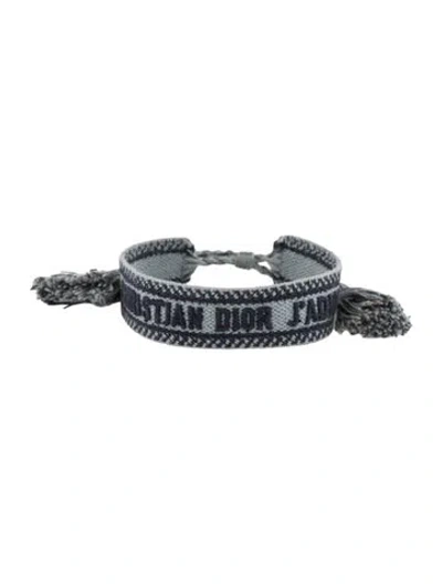 Pre-owned Dior Thread & Cotton Friendship Wrap Bracelet In Blue