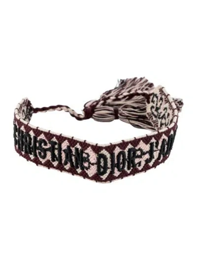 Pre-owned Dior Thread Friendship Bracelet In Black/pink/purple