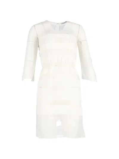 Pre-owned Dior Three-quarter Sleeves Mini Dress In White