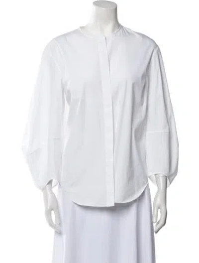 Pre-owned Dior Three-quarter Sleeve Button-up Top In White