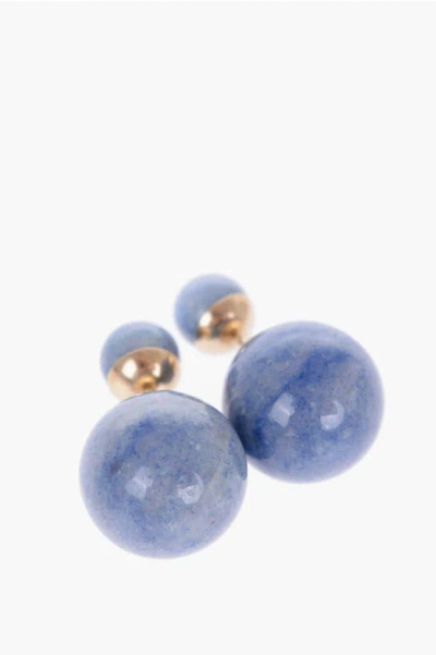 Dior Tie-dye Effect Earrings With Butterfly Closure In Blue
