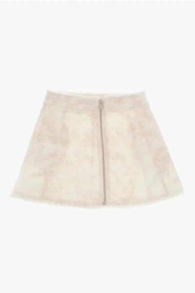 Dior Tie-dye Effect Stretch Denim Skirt With Zip Closure In Gray