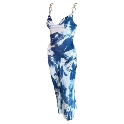 Pre-owned Dior Tie Dye (famous Newspaper Dress Cut)dress By Galliano, Insanely Rare Fw2000 In Blue