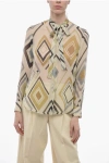 DIOR TIE NECK SILK SHIRT WITH GEOMETRIC PATTERN