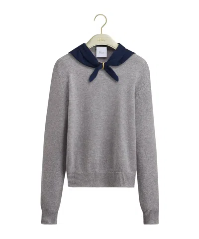Dior Tied Collar Sweater In Gray