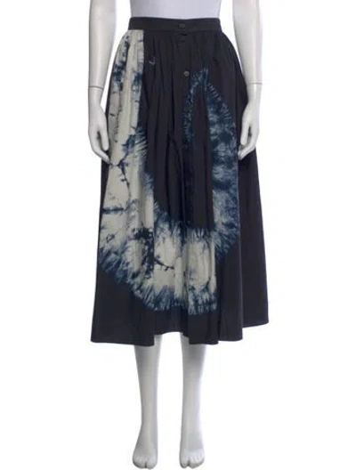 Pre-owned Dior Tie-dye Print Midi Length Skirt W/ Tags In Blue