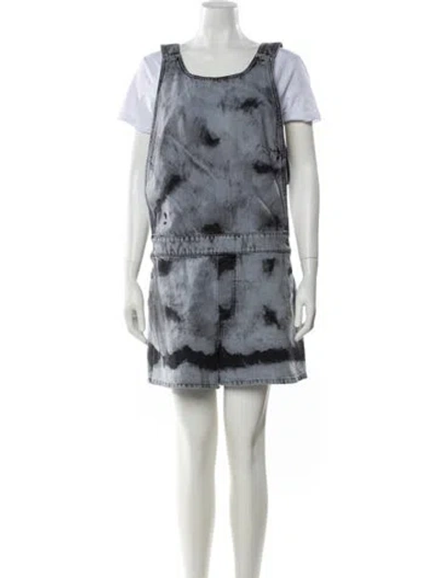 Pre-owned Dior Tie-dye Print Scoop Neck Romper In Blue