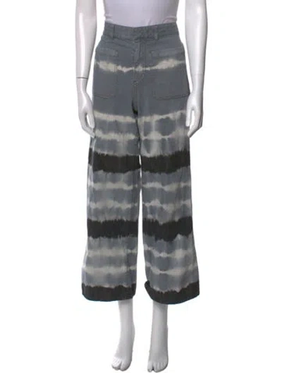 Pre-owned Dior Tie-dye Print Wide Leg Pants In Gray