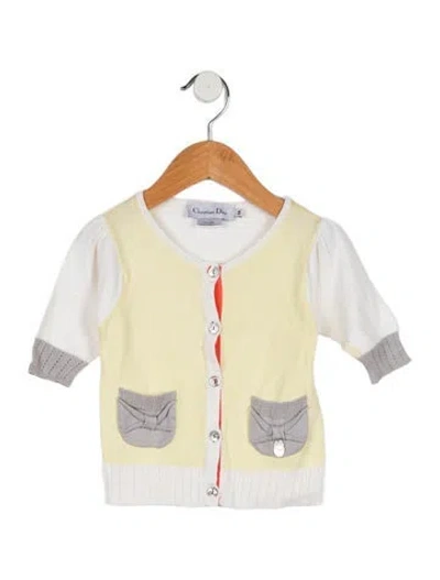 Pre-owned Dior Babies' Toddler Girls' Button-up Cardigan In Yellow