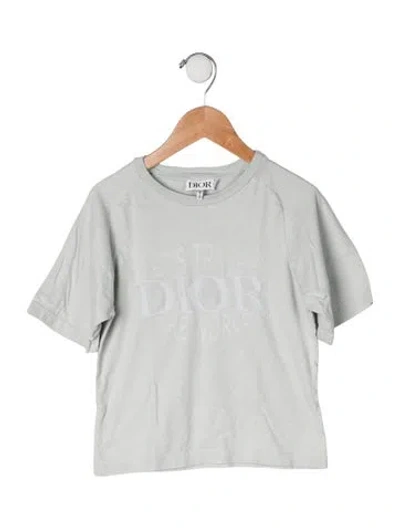 Pre-owned Dior Babies' Toddler Girls' Embroidered Logo Short Sleeve T-shirt In Grey