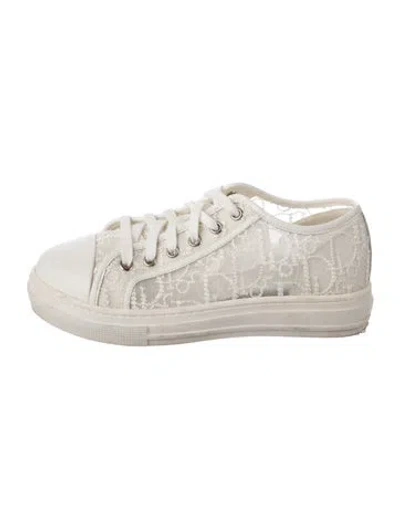 Pre-owned Dior Babies' Toddler Girls' Lace Accent Low-top Sneakers In White