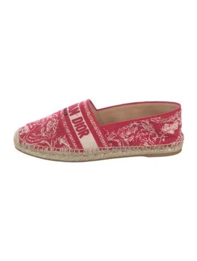 Pre-owned Dior Toile De Jouy Canvas Espadrilles In Red