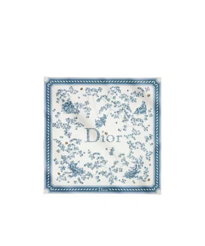 Dior Toile De Jouy Clover 90 Square Scarf In Blue