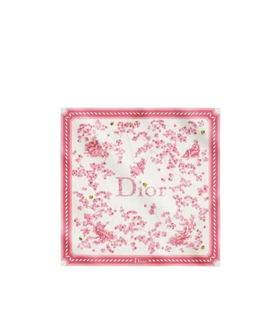 Dior Toile De Jouy Clover 90 Square Scarf In Red