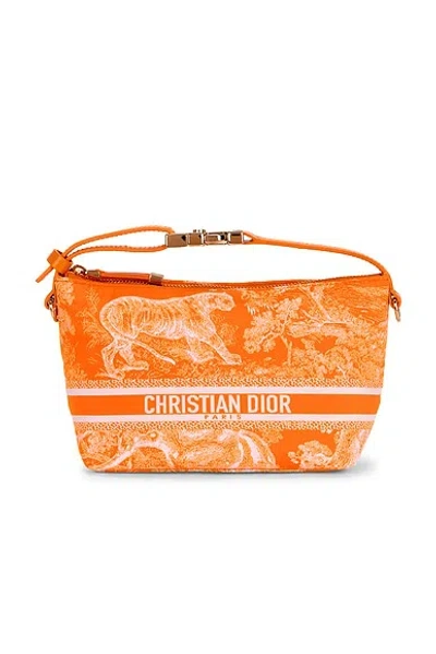 Pre-owned Dior Toile De Jouy Travel Nomad Pouch In Orange