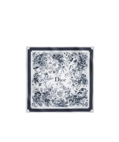Dior Toile De Jouy Floral Garden 90 Square Scarf In Blue