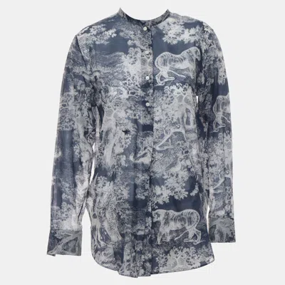 Pre-owned Dior Toile De Jouy Long Blouse In Blue