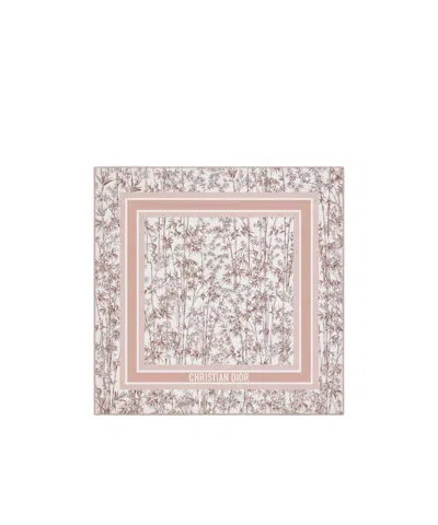 Dior Toile De Jouy Natura 90 Square Scarf In White/light Pink