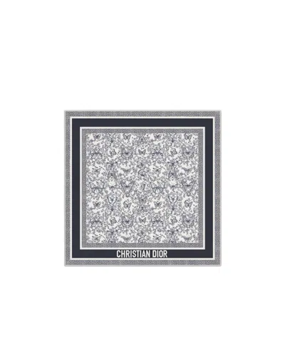 Dior Toile De Jouy Papillon 70 Square Scarf In Gray