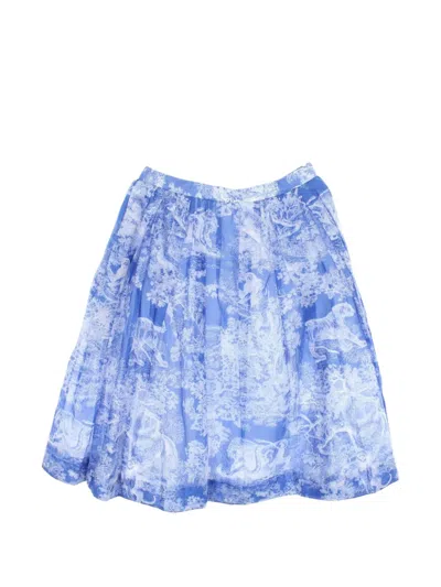 Pre-owned Dior Toile De Jouy Pleated Mini Skirt In Blue