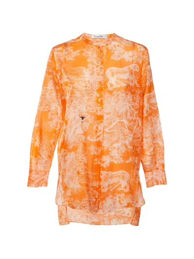 Pre-owned Dior Toile De Jouy Print Tunic In Orange