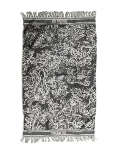 Pre-owned Dior Toile De Jouy Reverse Beach Towel In Gray