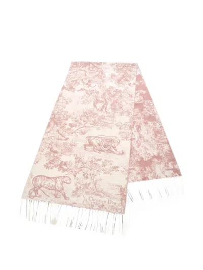 Pre-owned Dior Toile De Jouy Sauvage Printed Scarf In Neutral