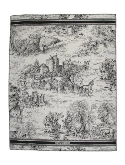 Pre-owned Dior Toile De Jouy Scotland Throw Blanket In Grey