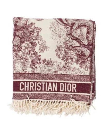 Pre-owned Dior Toile De Jouy Throw Blanket In Neutral