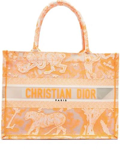 Pre-owned Dior Toile De Jouy Tote Bag In Orange