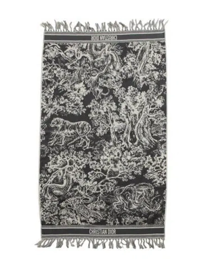 Pre-owned Dior Toile De Juoy Beach Towel In Gray