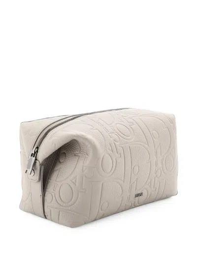 Pre-owned Dior Toiletry Gravity Leather Pouch In Grey